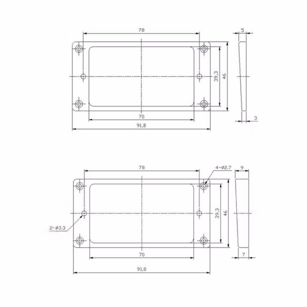 Dopro Set of 2 Plastic Humbucker Pickup Ring Pickup Mounting Frame Curved Bottom 3 * 5 for Neck and 7 * 9 for Bridge Pickup Blac